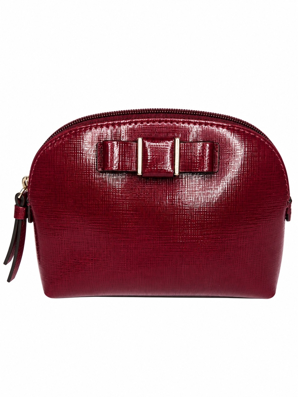 Coach Makeup Bag Burgundy Wine Darcy Cosmetic Pouch Bow Detail Silver Hardware